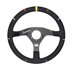 FLAT ALUMINUM STEERING WHEEL DIAM. 350 MM, WITH COLORED STEERING. ANGLE